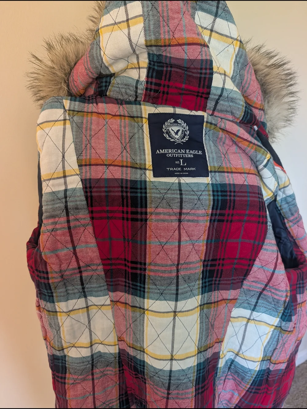 American Eagle Toggle Hooded Coat with Faux Fur Trim